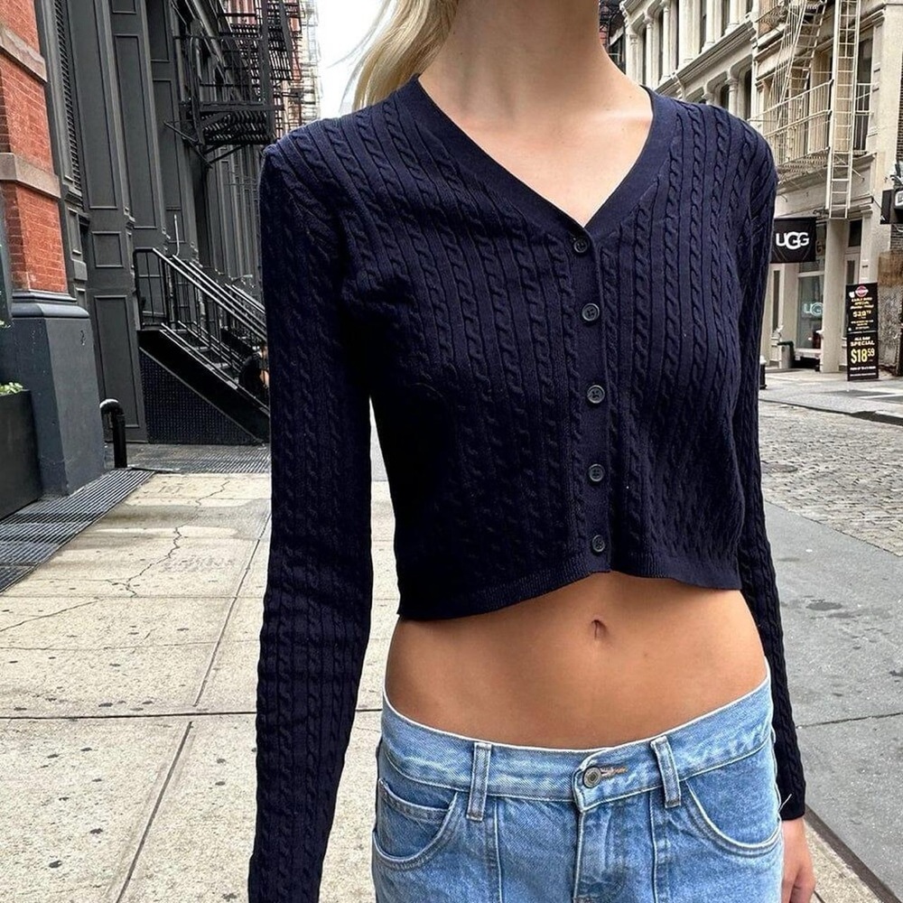 Brandy Melville Zoe V-Neck Cropped Cardigan